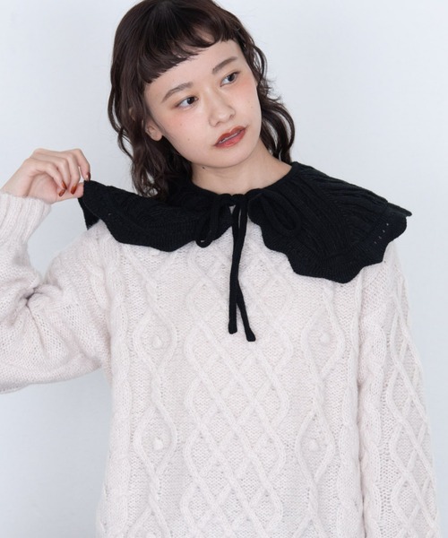 MERLOT(メルロー)の「ニット付け襟(付け襟・レディース・ホワイト/ブラック・FREE)」の4枚目の写真