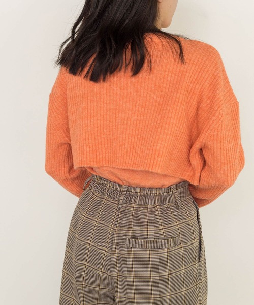 w closet（ダブルクローゼット）の「7Gリブカーデ×5G天竺インナーSET（カーディガン/ボレロ・レディース・オフホワイト/オレンジ/グリーン/グレー系4・FREE）」の9枚目の写真