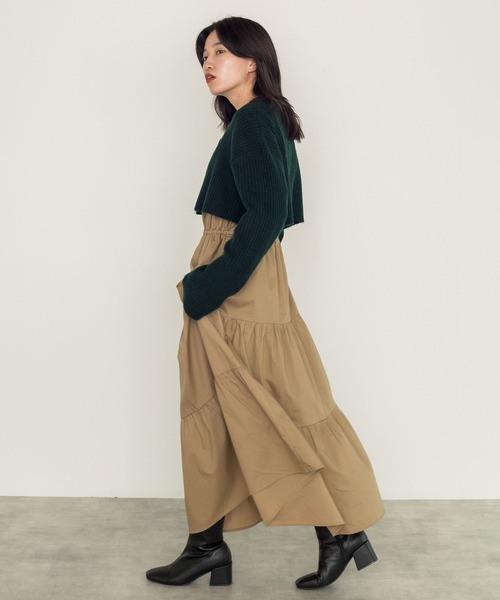 w closet（ダブルクローゼット）の「7Gリブカーデ×5G天竺インナーSET（カーディガン/ボレロ・レディース・オフホワイト/オレンジ/グリーン/グレー系4・FREE）」の10枚目の写真