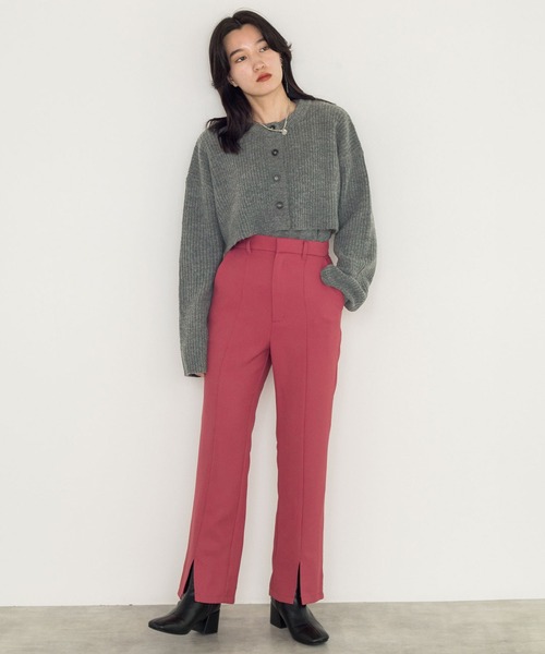 w closet（ダブルクローゼット）の「7Gリブカーデ×5G天竺インナーSET（カーディガン/ボレロ・レディース・オフホワイト/オレンジ/グリーン/グレー系4・FREE）」の18枚目の写真