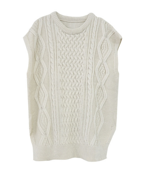 ISOOK（アイスー）の「Cable over knit vest / ケーブルオーバーニットベスト（mi select）（ベスト・レディース・ブラウン/アイボリー・FREE）」の7枚目の写真