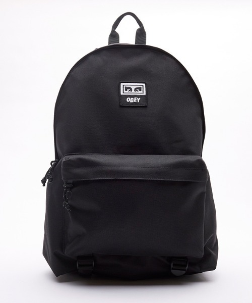 OBEY(オベイ)の「OBEY/オベイ ポリナイロン ロゴ入り ベーシック デイパック(バックパック/リュック・メンズ・ブラック・FREE)」の1枚目の写真
