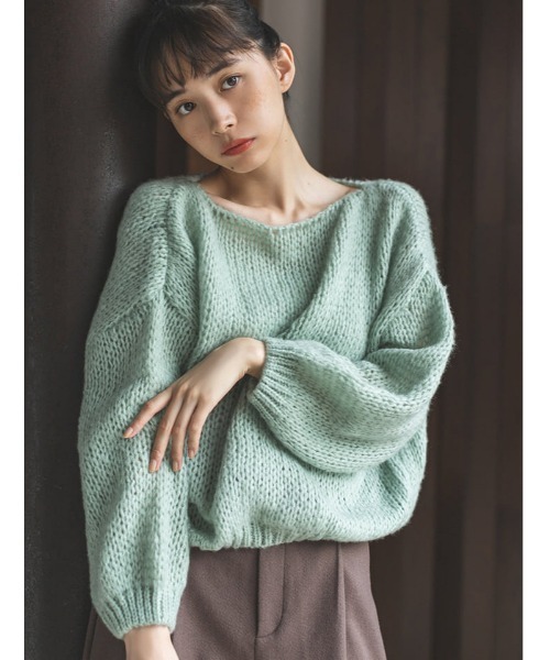 fifth(フィフス)の「ローゲージふんわりニット(ニット/セーター・レディース・ホワイト/ライトグリーン/オレンジ/ブラウン・MEDIUM)」の3枚目の写真