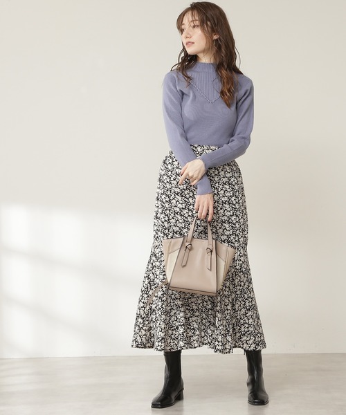 N.（N. Natural Beauty Basic）（エヌエヌナチュラルビューティーベーシック）の「◆フラワープリントペプラムスカート（スカート・レディース・ホワイト系その他/ブラック系その他・MEDIUM）」の7枚目の写真