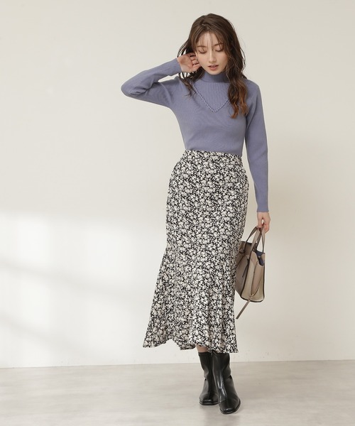 N.（N. Natural Beauty Basic）（エヌエヌナチュラルビューティーベーシック）の「◆フラワープリントペプラムスカート（スカート・レディース・ホワイト系その他/ブラック系その他・MEDIUM）」の8枚目の写真