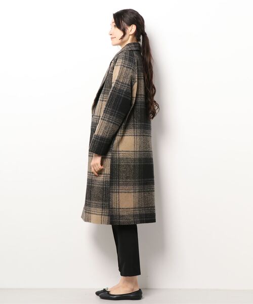 ANAP（アナップ）の「チェック柄ラグランコート（チェスターコート・レディース・ブラウン/ベージュ・FREE）」の3枚目の写真