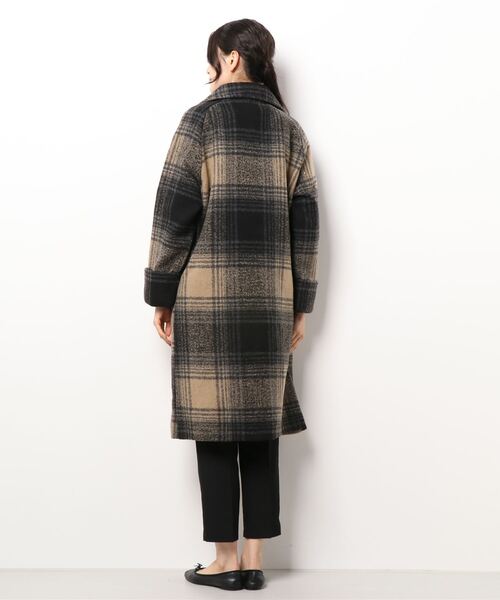 ANAP（アナップ）の「チェック柄ラグランコート（チェスターコート・レディース・ブラウン/ベージュ・FREE）」の4枚目の写真