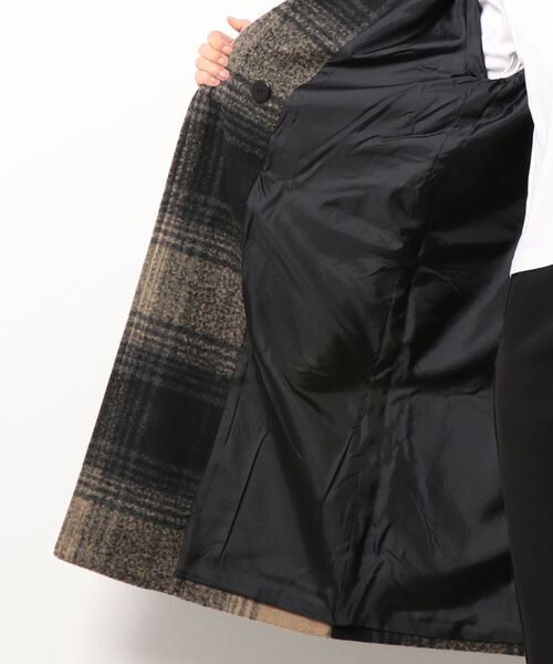 ANAP（アナップ）の「チェック柄ラグランコート（チェスターコート・レディース・ブラウン/ベージュ・FREE）」の5枚目の写真