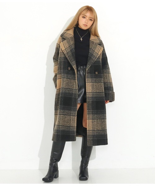 ANAP（アナップ）の「チェック柄ラグランコート（チェスターコート・レディース・ブラウン/ベージュ・FREE）」の17枚目の写真