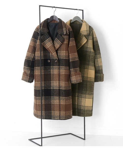 ANAP（アナップ）の「チェック柄ラグランコート（チェスターコート・レディース・ブラウン/ベージュ・FREE）」の16枚目の写真