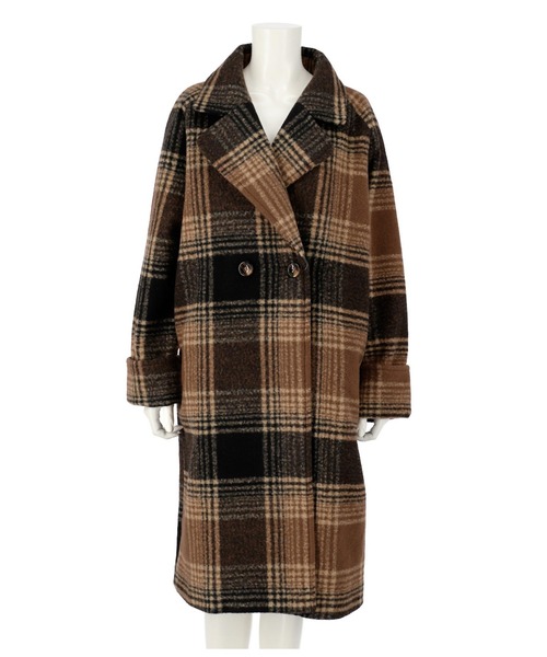 ANAP（アナップ）の「チェック柄ラグランコート（チェスターコート・レディース・ブラウン/ベージュ・FREE）」の11枚目の写真