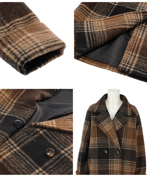 ANAP（アナップ）の「チェック柄ラグランコート（チェスターコート・レディース・ブラウン/ベージュ・FREE）」の13枚目の写真