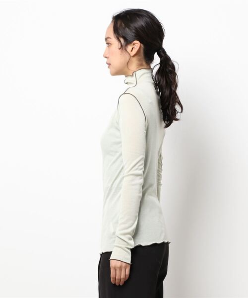 STYLEBLOCK(スタイルブロック)の「シアーフライス配色メローボトルネックトップス(Tシャツ/カットソー・レディース・オフホワイト/ライム/ブラック/アイボリー/ライトグレー/グレイッシュベージュ・M)」の7枚目の写真