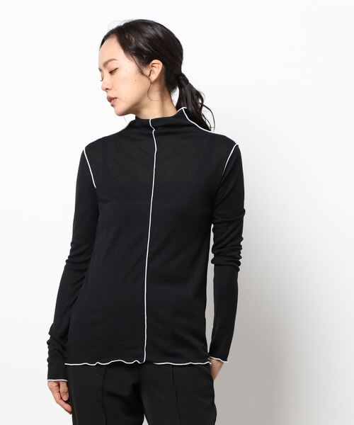 STYLEBLOCK(スタイルブロック)の「シアーフライス配色メローボトルネックトップス(Tシャツ/カットソー・レディース・オフホワイト/ライム/ブラック/アイボリー/ライトグレー/グレイッシュベージュ・M)」の9枚目の写真