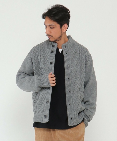 IKKA LOUNGE(イッカラウンジ)の「スタンドネックニットカーデ2(カーディガン/ボレロ・メンズ・ネイビー/ベージュ/グレー・XL/M/S/L)」の2枚目の写真
