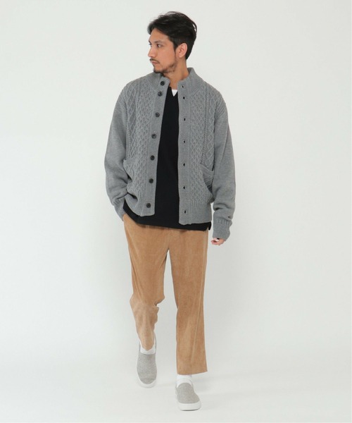 IKKA LOUNGE(イッカラウンジ)の「スタンドネックニットカーデ2(カーディガン/ボレロ・メンズ・ネイビー/ベージュ/グレー・XL/M/S/L)」の7枚目の写真