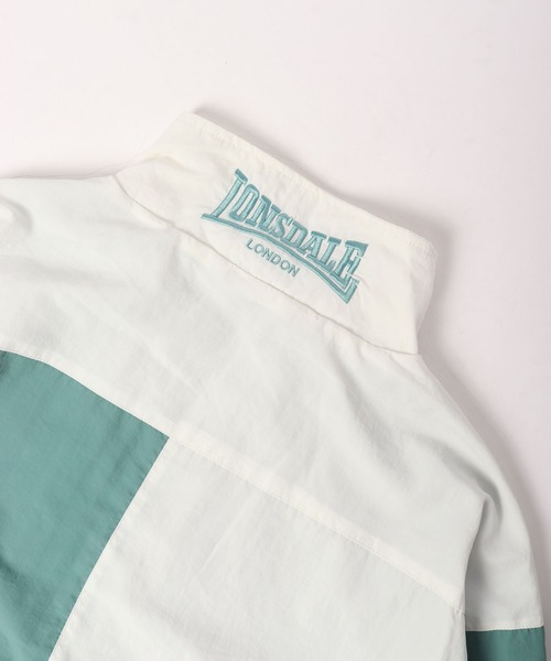LONSDALE（ロンズデール）の「LONSDALE 裏メッシュ ナイロンワッシャー ジャケット クレイジー切替 ジャンパー（ナイロンジャケット・メンズ・ブラック/ホワイト/ブルーグリーン・M/L/LL）」の20枚目の写真