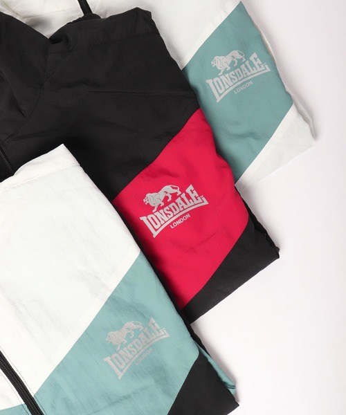 LONSDALE（ロンズデール）の「LONSDALE 裏メッシュ ナイロンワッシャー ジャケット クレイジー切替 ジャンパー（ナイロンジャケット・メンズ・ブラック/ホワイト/ブルーグリーン・M/L/LL）」の15枚目の写真