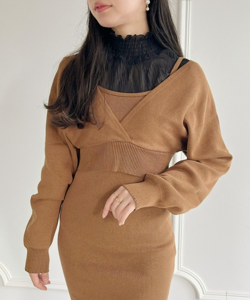 Loueme(ルエム)の「カシュクールニットミニワンピース2点SET(ワンピース・レディース・ブラック/ブラウン・FREE)」の18枚目の写真