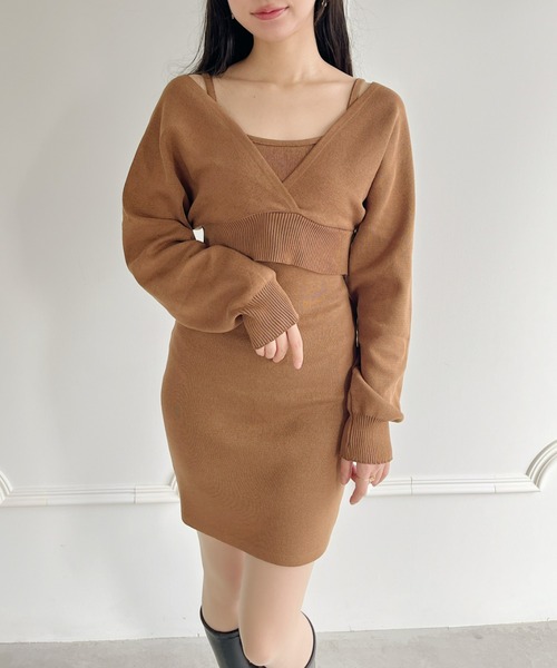 Loueme(ルエム)の「カシュクールニットミニワンピース2点SET(ワンピース・レディース・ブラック/ブラウン・FREE)」の21枚目の写真