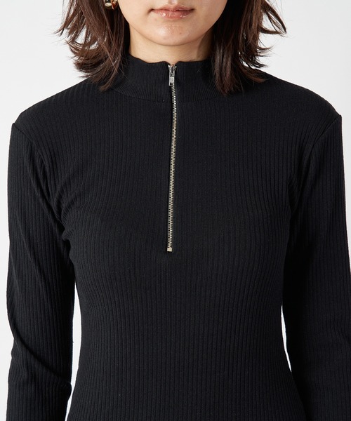 SPIRALGIRL（スパイラルガール）の「ハーフZIPカットリブワンピース（ワンピース・レディース・ブラック/ベージュ/ブルー・FREE）」の18枚目の写真