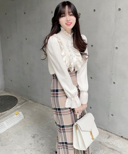 titty＆Co. PETIT by poyo（ティティーアンドコープティバイポヨ）の「【titty&Co.PETIT by POYO】スタンドカラーパールフリルブラウス（シャツ/ブラウス・レディース・アイボリー・FREE）」の5枚目の写真