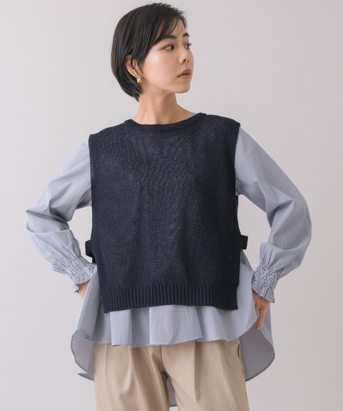 KATHARINE ROSS(キャサリンロス)の「【KATHARINE ROSS】ストライプ柄ブラウス×ベストレイヤードセット(シャツ/ブラウス・レディース・ホワイト/ネイビー/ベージュ・MEDIUM)」の16枚目の写真