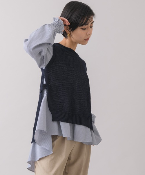 KATHARINE ROSS(キャサリンロス)の「【KATHARINE ROSS】ストライプ柄ブラウス×ベストレイヤードセット(シャツ/ブラウス・レディース・ホワイト/ネイビー/ベージュ・MEDIUM)」の17枚目の写真