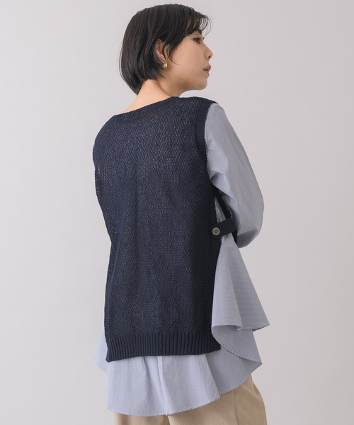 KATHARINE ROSS(キャサリンロス)の「【KATHARINE ROSS】ストライプ柄ブラウス×ベストレイヤードセット(シャツ/ブラウス・レディース・ホワイト/ネイビー/ベージュ・MEDIUM)」の18枚目の写真