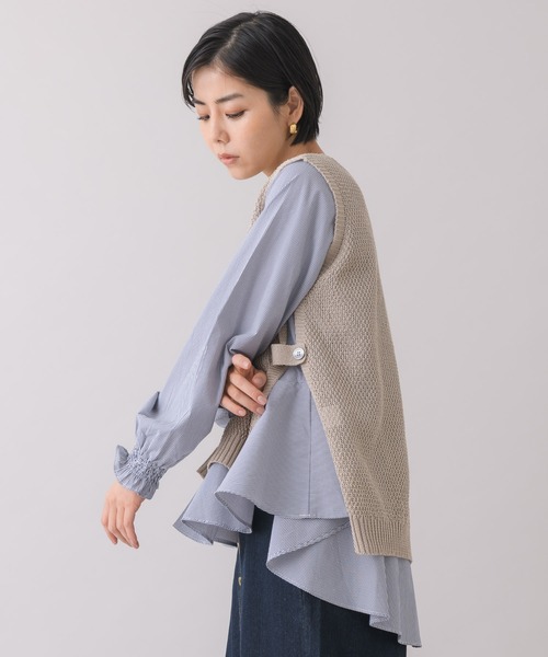 KATHARINE ROSS(キャサリンロス)の「【KATHARINE ROSS】ストライプ柄ブラウス×ベストレイヤードセット(シャツ/ブラウス・レディース・ホワイト/ネイビー/ベージュ・MEDIUM)」の10枚目の写真