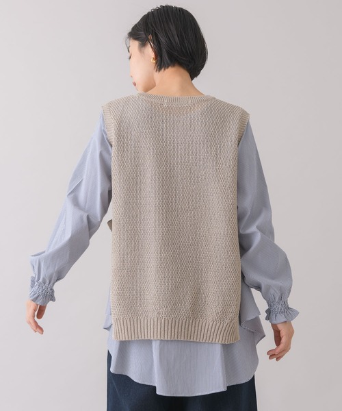 KATHARINE ROSS(キャサリンロス)の「【KATHARINE ROSS】ストライプ柄ブラウス×ベストレイヤードセット(シャツ/ブラウス・レディース・ホワイト/ネイビー/ベージュ・MEDIUM)」の11枚目の写真