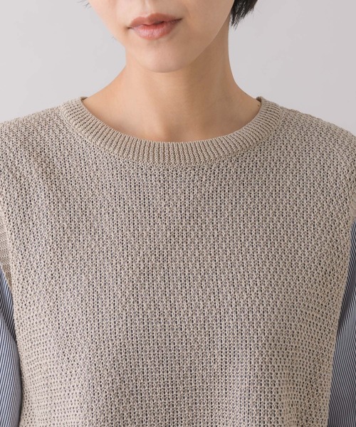 KATHARINE ROSS(キャサリンロス)の「【KATHARINE ROSS】ストライプ柄ブラウス×ベストレイヤードセット(シャツ/ブラウス・レディース・ホワイト/ネイビー/ベージュ・MEDIUM)」の12枚目の写真