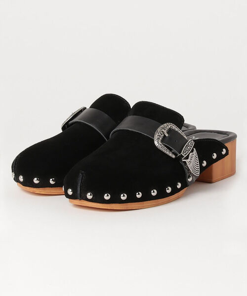 Mollini（モリーニ）の「【Mollini/モリーニ】コンチョ付きスエードサボ（サンダル・レディース・ブラック/グレイッシュベージュ・36/37）」の4枚目の写真