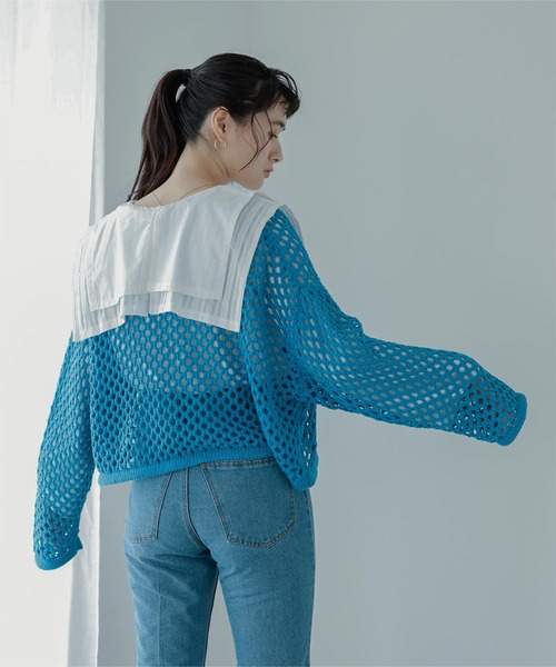 miette(ミエット)の「メッシュ編みカーディガン(カーディガン/ボレロ・レディース・パープル/ブルー/グリーン・FREE)」の10枚目の写真