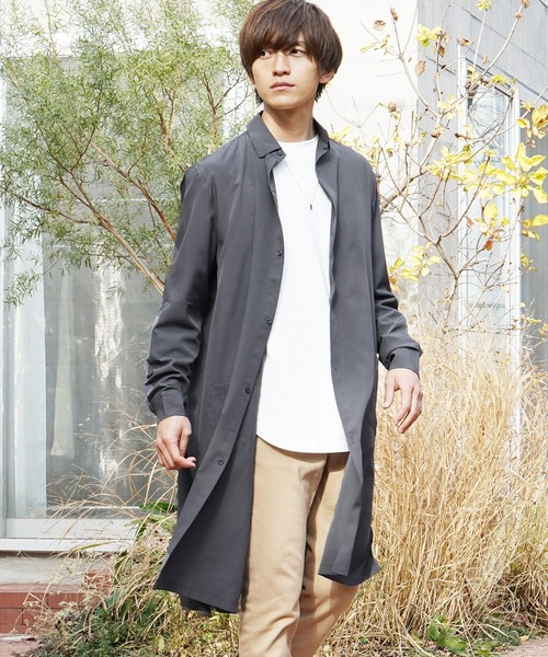 MinoriTY（マイノリティ）の「【MinoriTY】スーパーロングシャツ 長袖シャツ シャツコート 秋服 夏服（シャツ/ブラウス・メンズ・テラコッタ/ライトグレー/ネイビー/ブルー系その他/ベージュ/チャコール・L/M）」の18枚目の写真