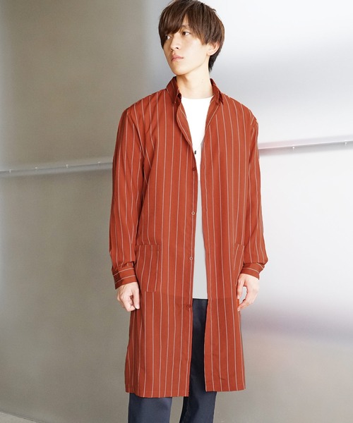 MinoriTY（マイノリティ）の「【MinoriTY】スーパーロングシャツ 長袖シャツ シャツコート 秋服 夏服（シャツ/ブラウス・メンズ・テラコッタ/ライトグレー/ネイビー/ブルー系その他/ベージュ/チャコール・L/M）」の15枚目の写真