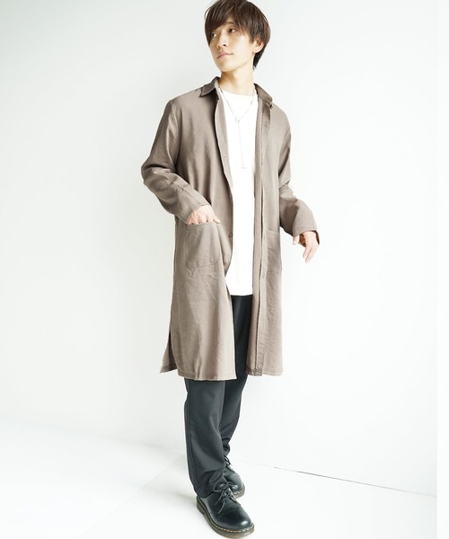 MinoriTY（マイノリティ）の「【MinoriTY】スーパーロングシャツ 長袖シャツ シャツコート 秋服 夏服（シャツ/ブラウス・メンズ・テラコッタ/ライトグレー/ネイビー/ブルー系その他/ベージュ/チャコール・L/M）」の13枚目の写真
