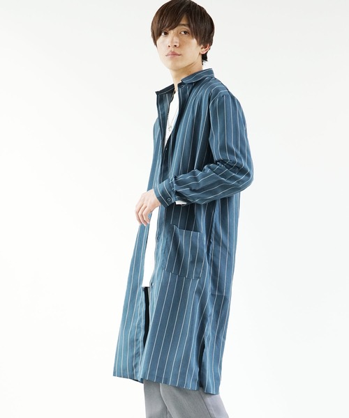 MinoriTY（マイノリティ）の「【MinoriTY】スーパーロングシャツ 長袖シャツ シャツコート 秋服 夏服（シャツ/ブラウス・メンズ・テラコッタ/ライトグレー/ネイビー/ブルー系その他/ベージュ/チャコール・L/M）」の19枚目の写真