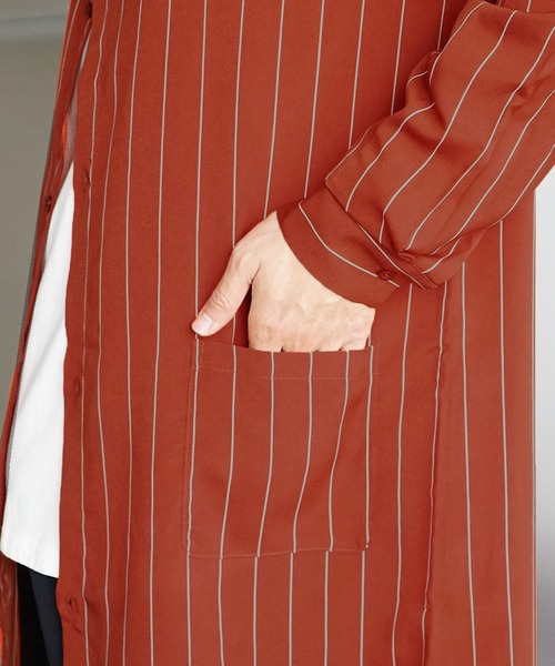 MinoriTY（マイノリティ）の「【MinoriTY】スーパーロングシャツ 長袖シャツ シャツコート 秋服 夏服（シャツ/ブラウス・メンズ・テラコッタ/ライトグレー/ネイビー/ブルー系その他/ベージュ/チャコール・L/M）」の16枚目の写真