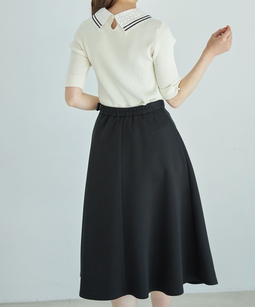 tocco closet（トッコ　クローゼット）の「ポケットパール付きダイバータックフレアスカート（スカート・レディース・ブラック/ベージュ/ネイビー・M）」の20枚目の写真