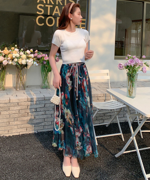 emi+（エミプラス）の「花柄シフォンフレアスカート（スカート）」 - WEAR