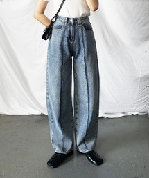 me+em select | 【 ４SIZE  】センターカットラインハイウエストオーバーデニムパンツ(デニムパンツ)