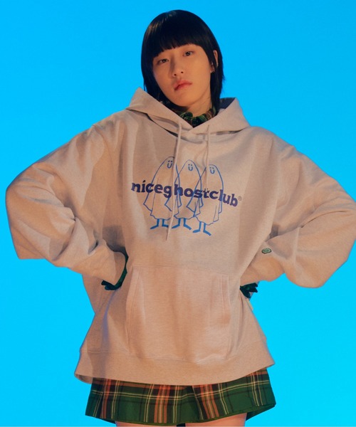 ISTKUNST（イストクンスト）の「【nice ghost club】3GHOST LOGO HOODIE / ナイスゴーストクラブ ３ゴースト ロゴ フーディー（パーカー・メンズ・ライトグレー/ブラック/パープル・MEDIUM/LARGE）」の18枚目の写真
