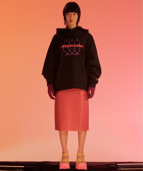 ISTKUNST（イストクンスト）の「【nice ghost club】3GHOST LOGO HOODIE / ナイスゴーストクラブ ３ゴースト ロゴ フーディー（パーカー・メンズ・ライトグレー/ブラック/パープル・MEDIUM/LARGE）」の8枚目の写真