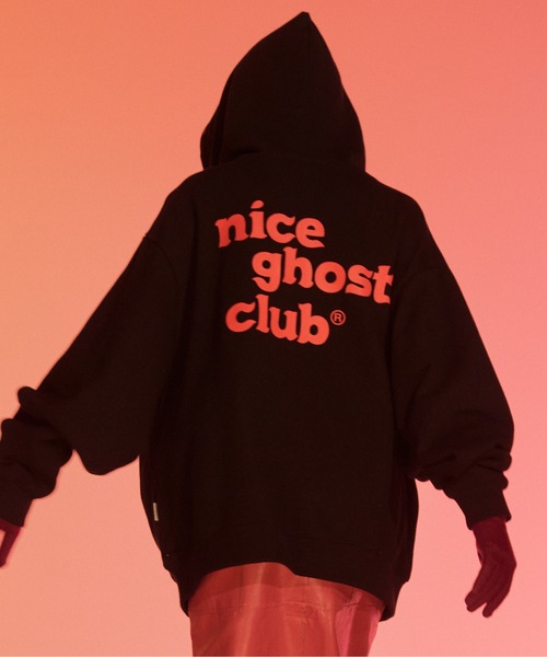 ISTKUNST（イストクンスト）の「【nice ghost club】3GHOST LOGO HOODIE / ナイスゴーストクラブ ３ゴースト ロゴ フーディー（パーカー・メンズ・ライトグレー/ブラック/パープル・MEDIUM/LARGE）」の5枚目の写真