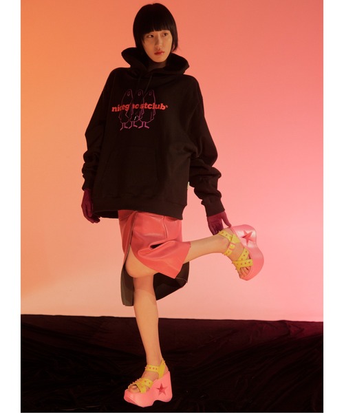 ISTKUNST（イストクンスト）の「【nice ghost club】3GHOST LOGO HOODIE / ナイスゴーストクラブ ３ゴースト ロゴ フーディー（パーカー・メンズ・ライトグレー/ブラック/パープル・MEDIUM/LARGE）」の7枚目の写真