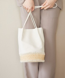 LEPSIM | ラフィアフェイクレザーコンビBAG　269160(かごバッグ)