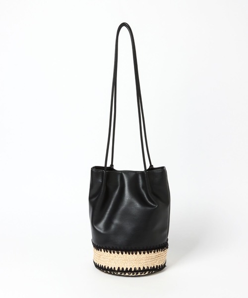 LEPSIM（レプシィム）の「ラフィアフェイクレザーコンビBAG　269160（かごバッグ・レディース・ブラック/アイボリー・ONE SIZE）」の8枚目の写真