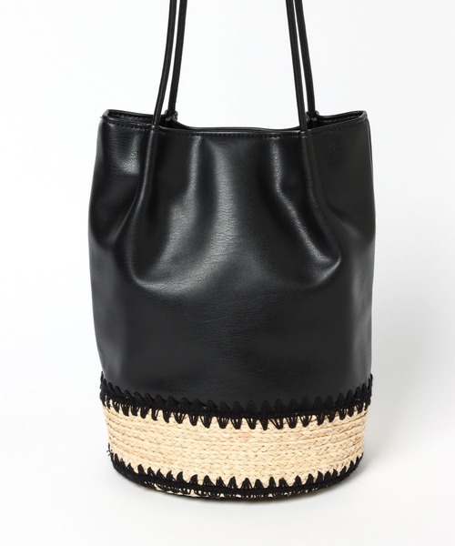 LEPSIM（レプシィム）の「ラフィアフェイクレザーコンビBAG　269160（かごバッグ・レディース・ブラック/アイボリー・ONE SIZE）」の10枚目の写真