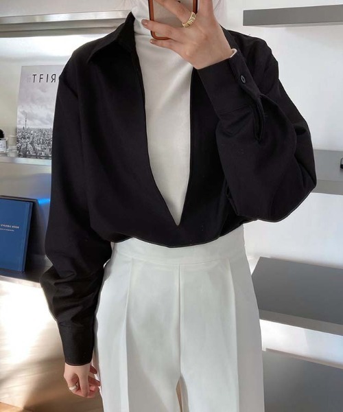 MAISON BREEZE（メゾンブリーズ）の「一枚でモード感漂う【MAISON BREEZE】コンテンポラリーモードシャツ SCCH83（シャツ/ブラウス・レディース・ホワイト/ブラック・4/3）」の13枚目の写真
